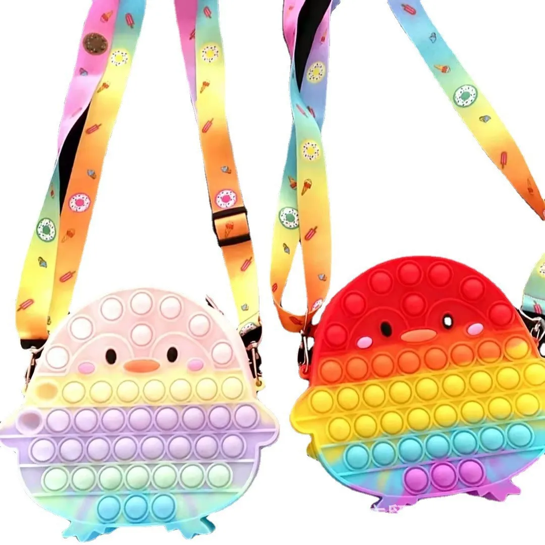

Wholesale Cute Silicone Easter Chicken Coin Purse Easter Accessories Egg Rabbit Fidget Toy Bags With Strap