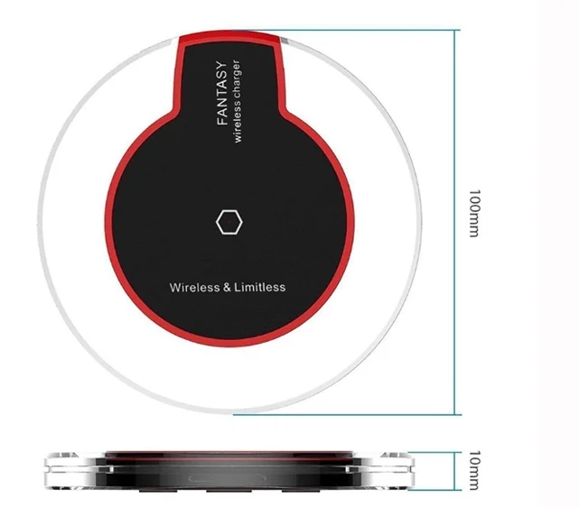 

New Ultra-Thin Crystal Universal portable Qi wireless charger pad 5W K9 usb wireless adapter Charging for iphone Samsung, Black, white