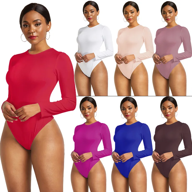 

Wholwsale Basic Solid Color Skinny Women Bodycon Bodysuits