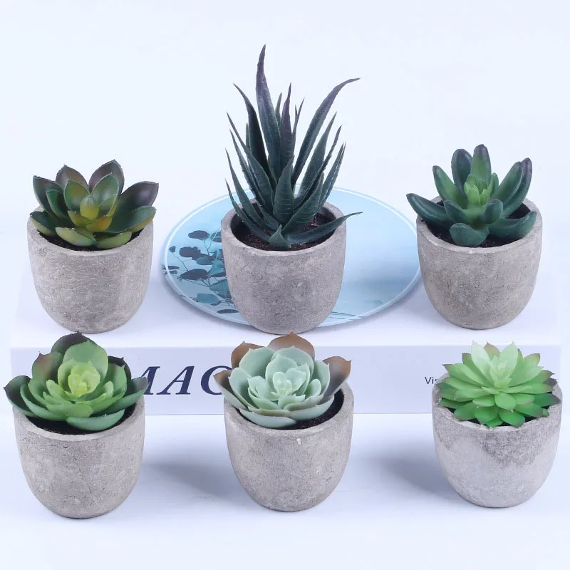 

High Quality Hot Selling Mini Cute Home Decor Garden Fake Plants Indoor Artificial Plants Plastic Flower Pot For Succulent, Customizable