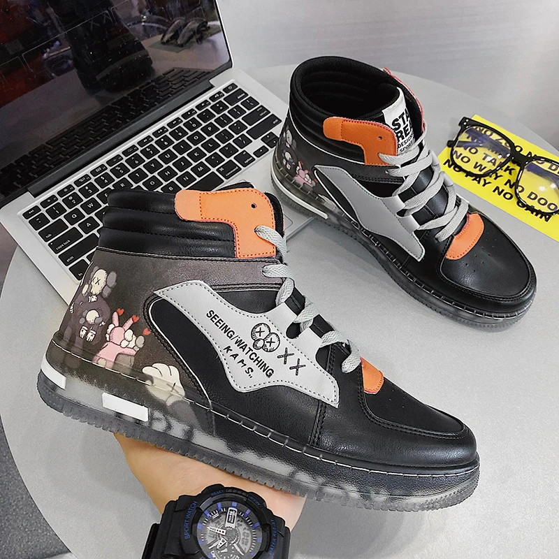 

Men's casual shoes walking style shoes sports custom logo sneaker high top skateboarding sneakers, Optional