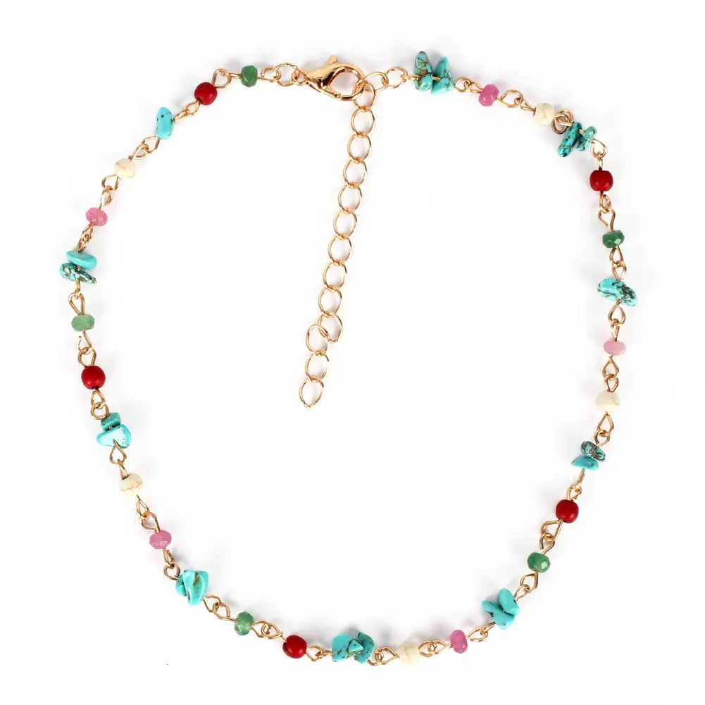 

2021 Sailing Jewelry Colorful Beaded Choker Necklace Womens Colorful Gravel Necklace Colorful Gravel Necklace