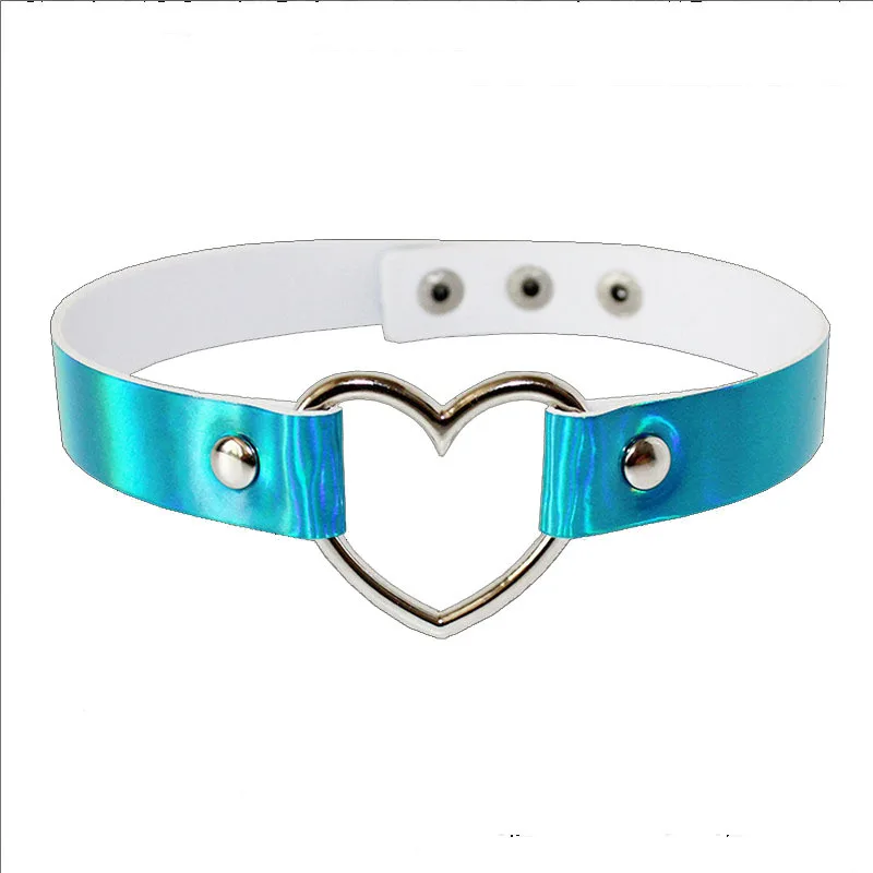 

4 Colors Punk Heart Pendant Jewelry Soft PU Leather Collar Choker Necklace for Women, Colorful