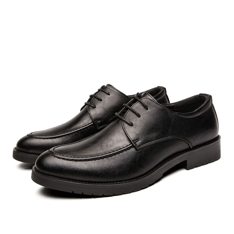 

Man's business black leather shoes 2021 new non-slip spring lace-up casual men's shoes brown work shoes for men, Black brown