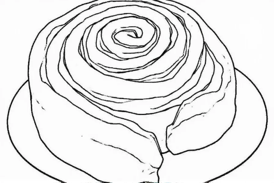 Simple cinnamon roll coloring page for toddlers with thick outlines and minimal details