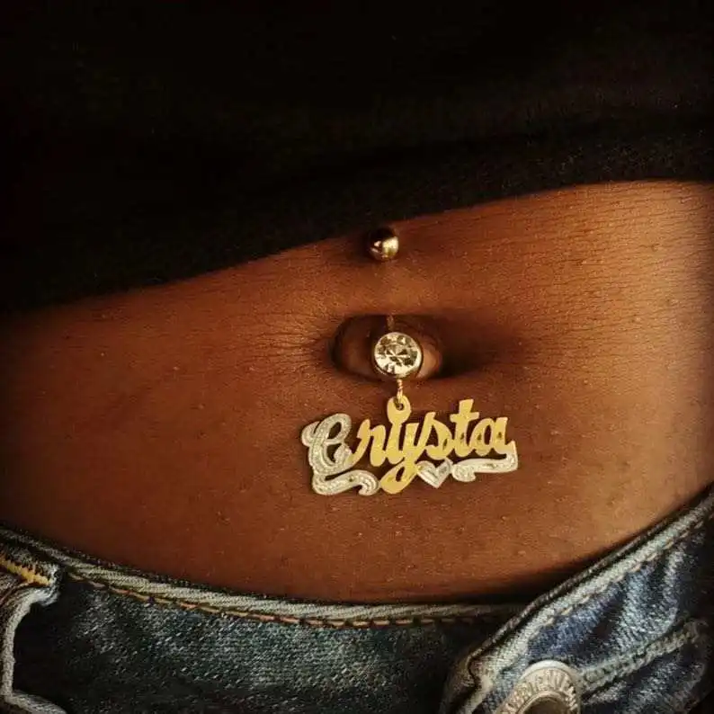 

Personalized Belly Button Ring Name Navel Ring Initials Belly Rings Crystal Stones Navel Custom Body Jewelry BridesGift for her