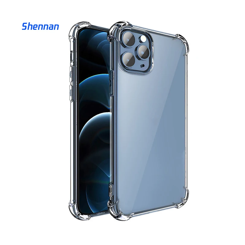 

Free Sample Hot Transparent Shockproof Clear TPU Mobile Phone Case Cover For iphone xs 6 8 11 12 13 Pro Max, White