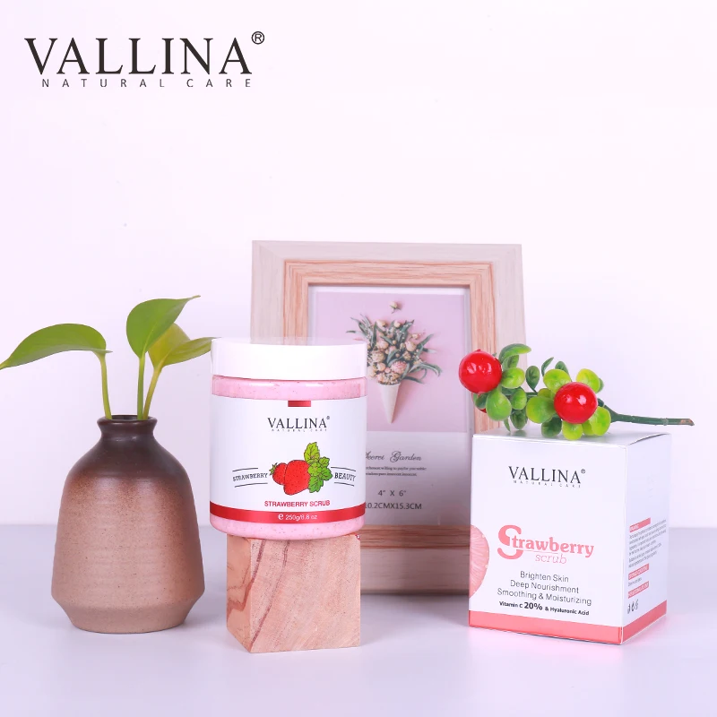 

Wholesale Private Label Natural Organic Exfoliating Whitening Moisturizing Fruit Sugar strawberry face body Scrub