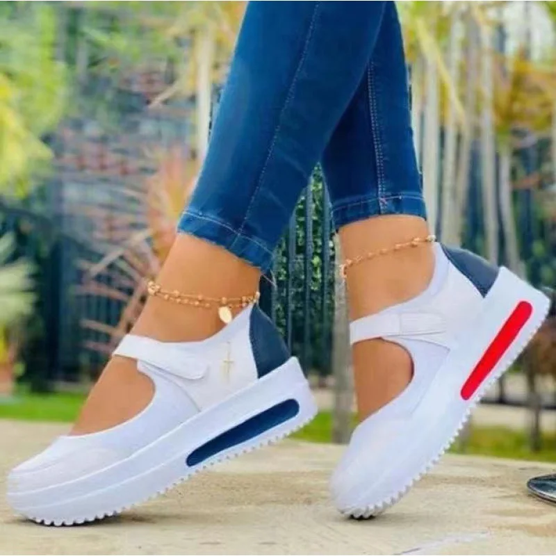 

PDEP high quality light walking mother's shoes non-slip thick soled ladies casual platform shoes chunky casual shoes for women, White,red,blue