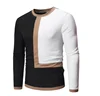 New custom slim men's youth tide men's contrast color stitching round neck long-sleeved T-shirt