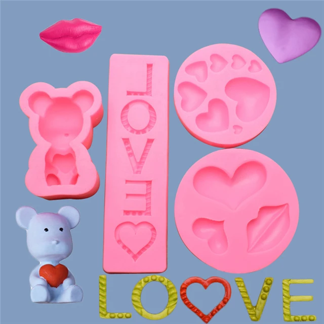 

LOVE Valentine's Day Fondant Silicone Mold Cake Decoration Mold Kitchen Accessories, As show