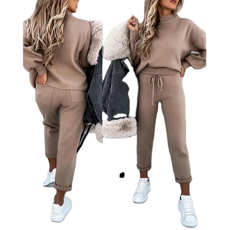 

2021 Winter sport sets Women sports suit kitned drawstring pants and organic cotton hoodie set women hoodie set, Pls see the color column