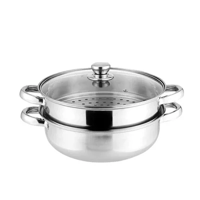 

Thickened Stainless Steel Steamer Double Layer Soup Steamer 28CM Large Capacity Steaming Soup Pot Hot Pot Opening Dift Pot
