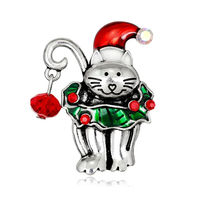 

Vintage Christmas Gift Brooches Festive Animal Cat Brooch Pin, As picture