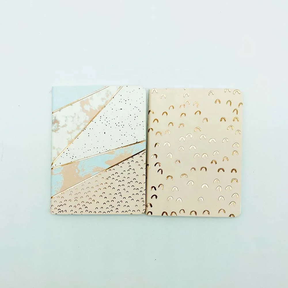 
Custom Logo Print A6 Journal Sewing Stitching Gold foil Paper Notebook 