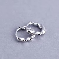 

925 Sterling Silver Jewelry Women Thick white Gold plating hoops Rope Wire Twisted Hoop Earrings