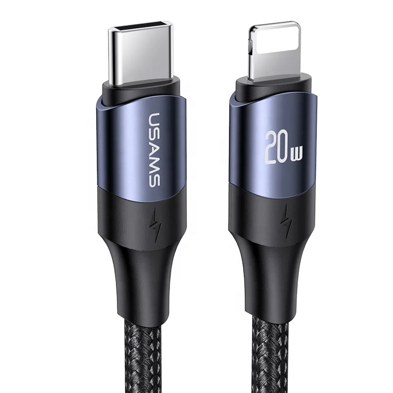 

USAMS SJ521-523 U71 Best Seller 2021 20W PD Support Fast Charging And Data Transmission Cable For iPhone iPad Use, Black