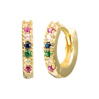 

Fashion rainbow jewelry custom CZ huggie gold hoop earrings women