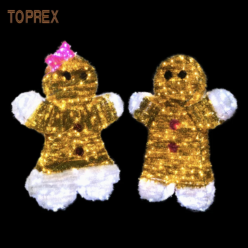 Toprex Christmas Led Tinsel Decoration Outdoor Light Up Gingerbread Man