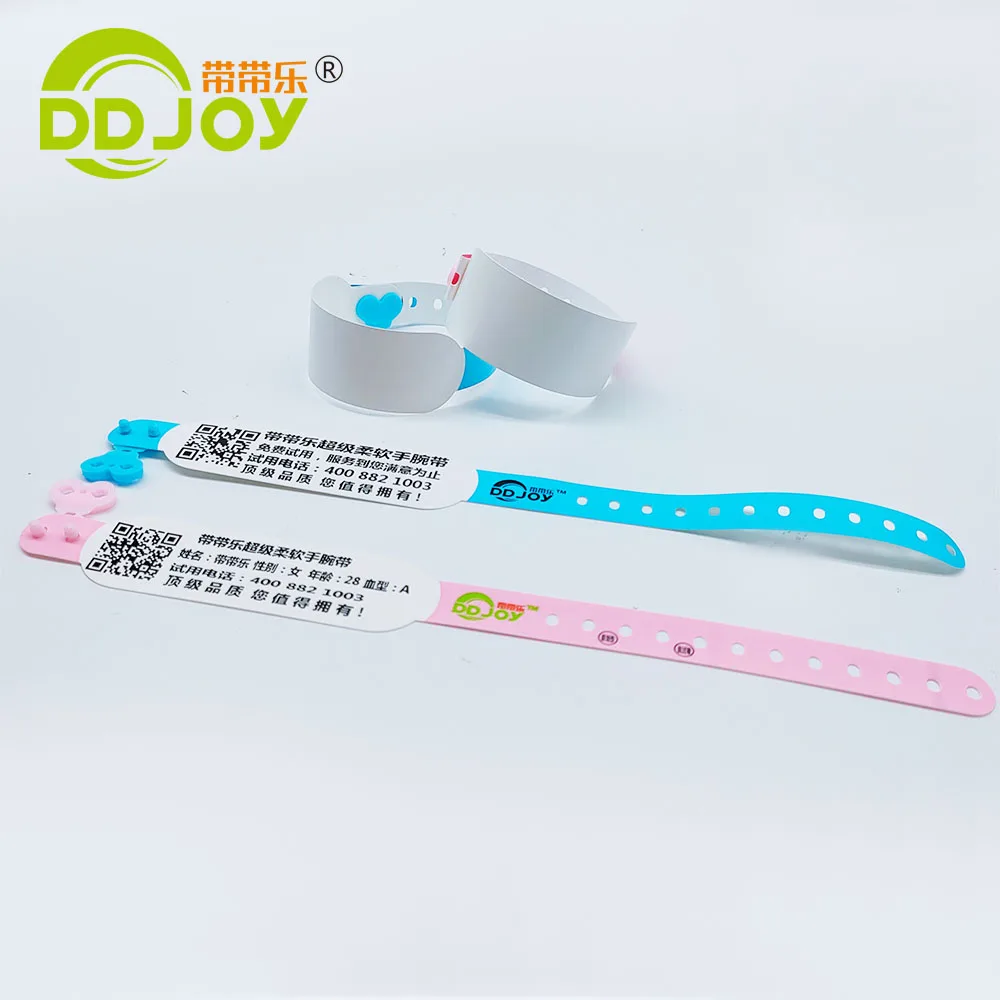 

Printer Print Thermal Heat TransferBracelet One time use Personalized QR Code Bar Code Printable ID Bracelet for Club Admission, Pink,blue