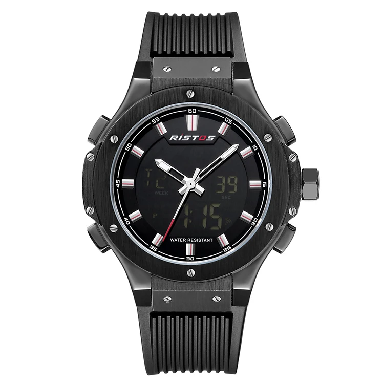 

RISTOS 9390 hot sale male luxury quartz watch stylish leather band waterproof business wrist watch, 1 colors