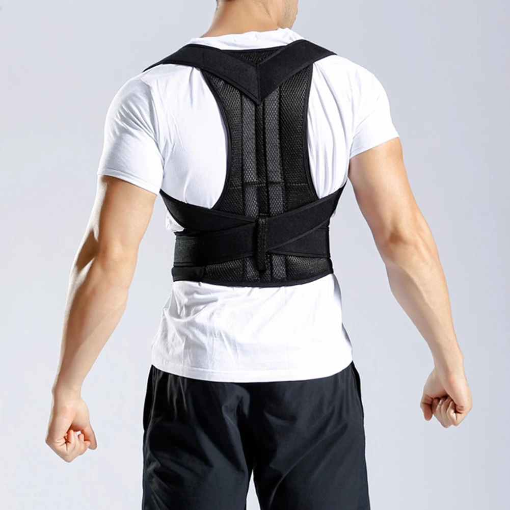 

New Items lumbar Best Quality sitting back support Neoprene Steel Unisex Adjustable Posture Corrector Back Support Brace, Black