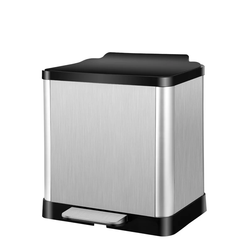 

can be Assembled Popular kitchen 2 in 1 recycle bins garbage bin recycling stainless steel 20l 30l home recycle waste bins, White/ sand steel