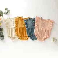 

new cute baby clothes girls cotton linen romper girls ruffle rompers