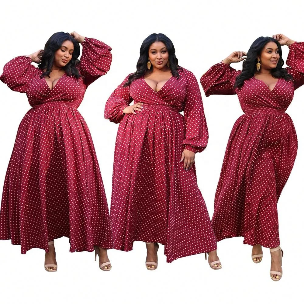 

2020 Fashion 4XL Plus Size Women Clothing Lady Bubble Sleeves Pleats Dress Plus Size Dress SS-J5083, As pic
