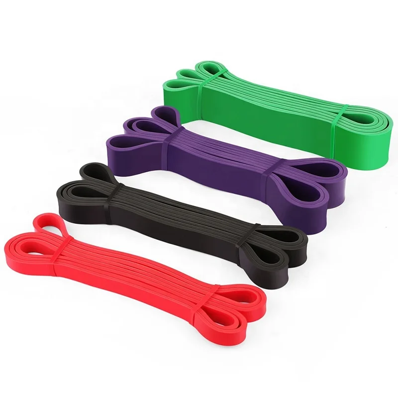 

4 Pcs Set Hot Sale High Quality Custom Logo Natural Latex Stretch Yoga Sports Elastic Fitness Pull Up Resistance Exercise Bands, Red black purple green or custom color