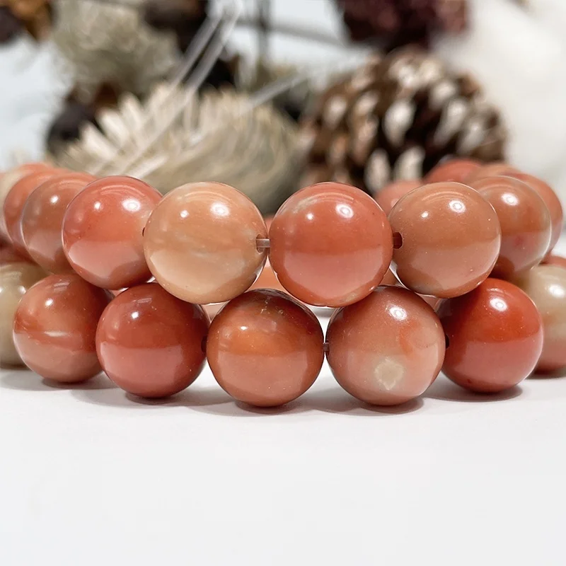 

Natural Well Polished Gemstone Round Loose Beads for Jewelry Making Bracelet Necklace Orange Angelite Beaded