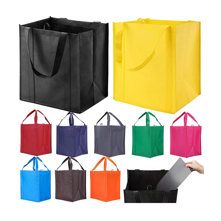 

Custom Print Logo Reusable Cheap Grocery Vegetables Supermarket Stronger Handle Non Woven Packing bags, Customized color