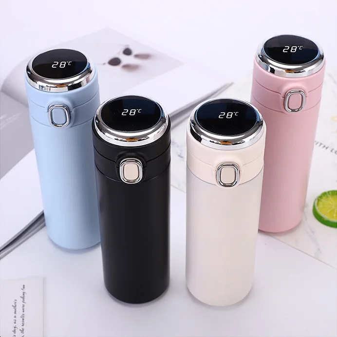 

Doyoung 2021 New Design Stainless Steel Smart Thermos Vacuum Water Bottle Digital LED Temp Termo Cup De Agua Flip-top Flask, White,black,blue,pink