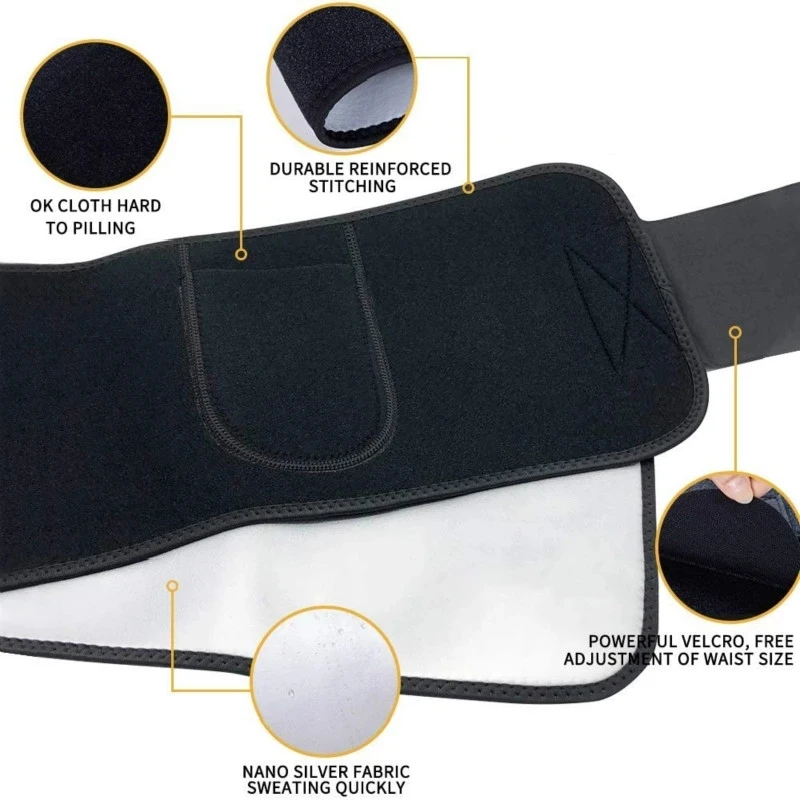 

Awesome Women Men Waist Brace Trainer Sweat Belt Weight Loss Wrap Stomach Fat Burner Waist Trimmer, Black