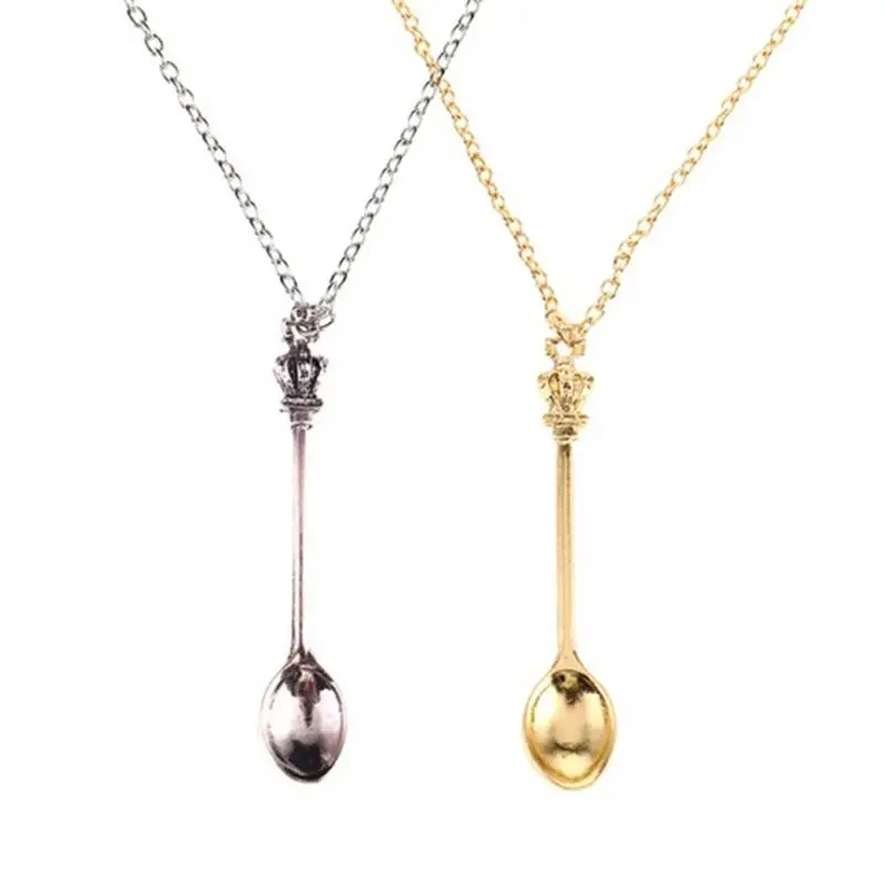 

Accessories Crown Mini Tea Spoon Classical Royal Alice Snuff Necklace Female Spoon Necklace L0499-1