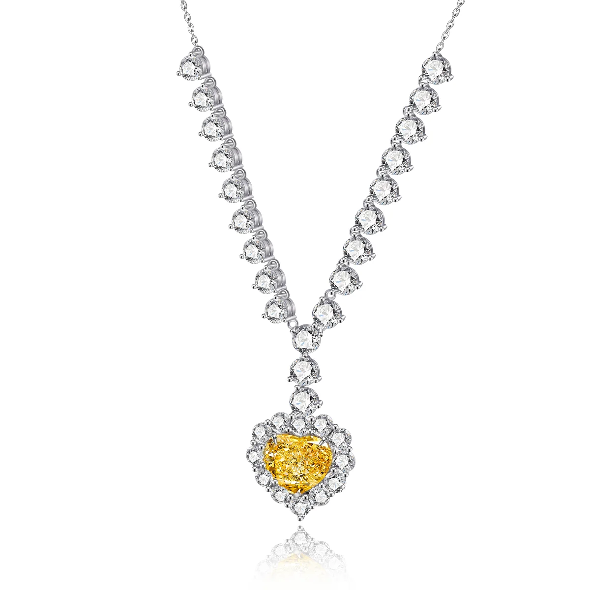 

ANSTER 9k gold with 5.0ct yellow diamond China factory Wholesale fine jewelry gemstone simulated yellow diamond necklace, Optional yellow, pink, white, blue