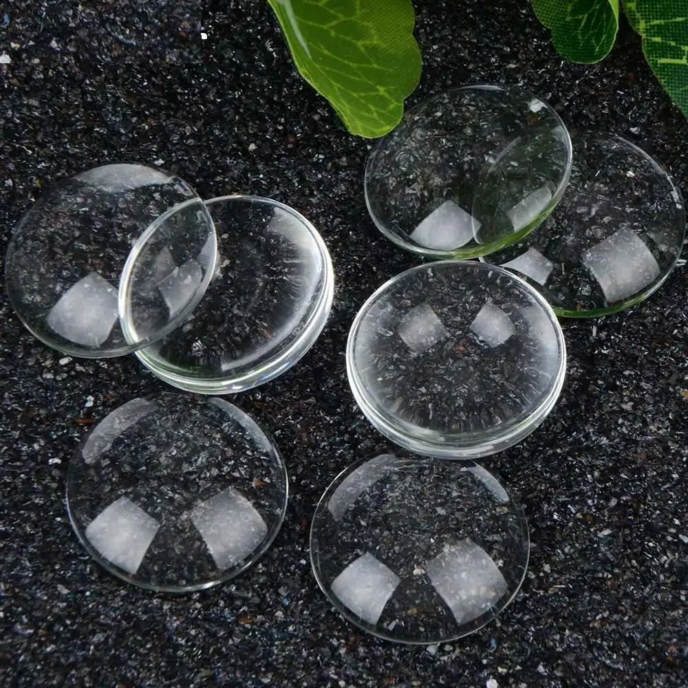 

25mm Flat Dome Round Transparent Clear Glass Cabochon