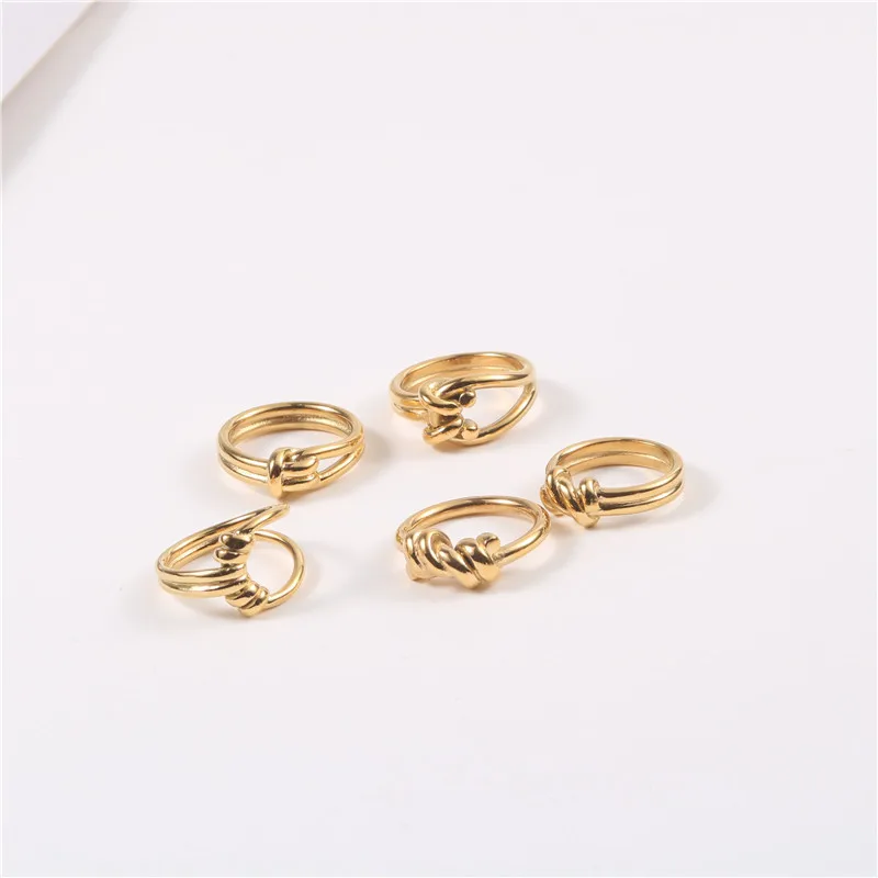 High End 18K Gold Plated Stainless Steel  Knot Rings Trendy Jewelry Wholesale