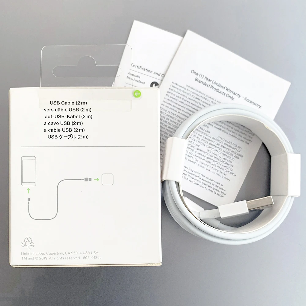 

High quality 2m 6ft Sync data usb Charging cable for iphone 6 8 X cable With original New packaging box, White