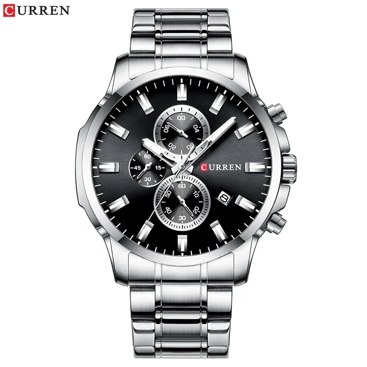 

CURREN 8348 Mens Quartz 2019 New Chronograph Watch Casual Stainless Steel Back Watch Man relojes de mano para hombre, 5 colors