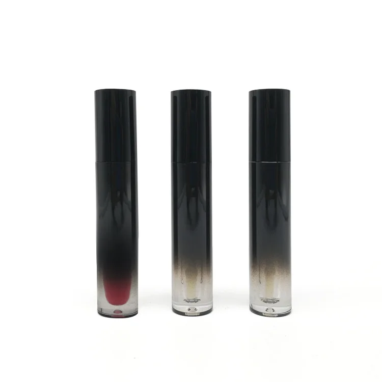 

round gradient black glaze tube high-grade package Lip gloss tube bottle with brush tip applicator