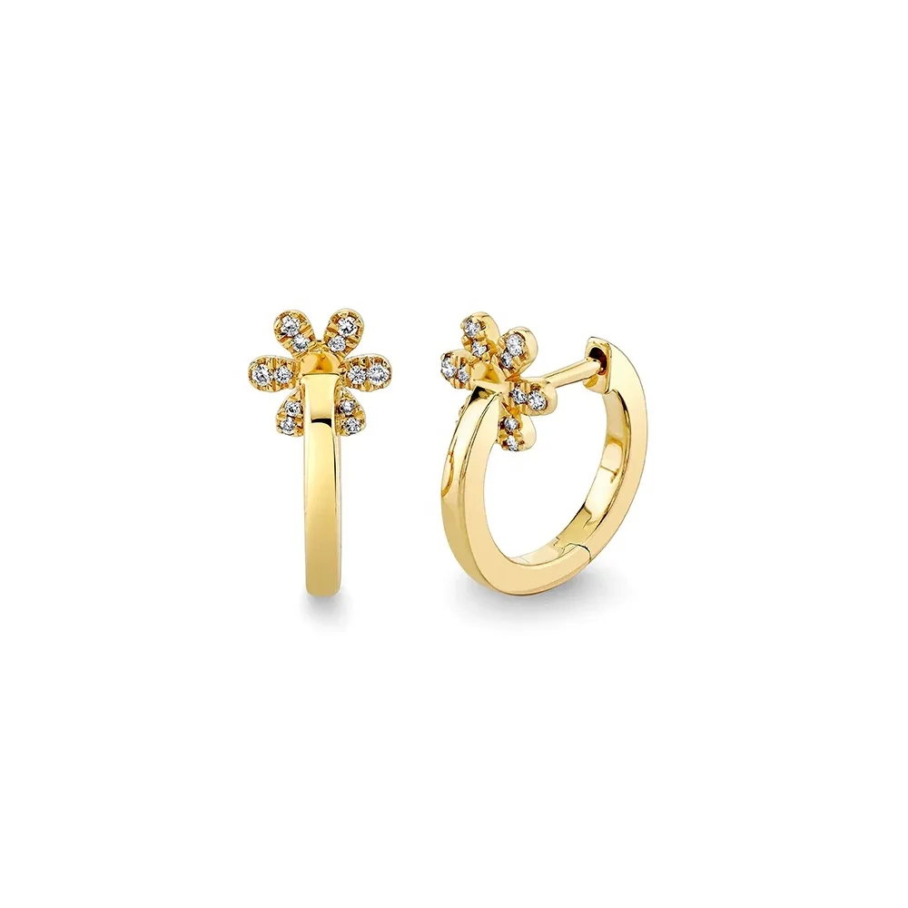 

LOZRUNVE 925 Sterling Silver Gold Jewelry New Design 2024 Minimalist Daisy Huggie Hoop Earring