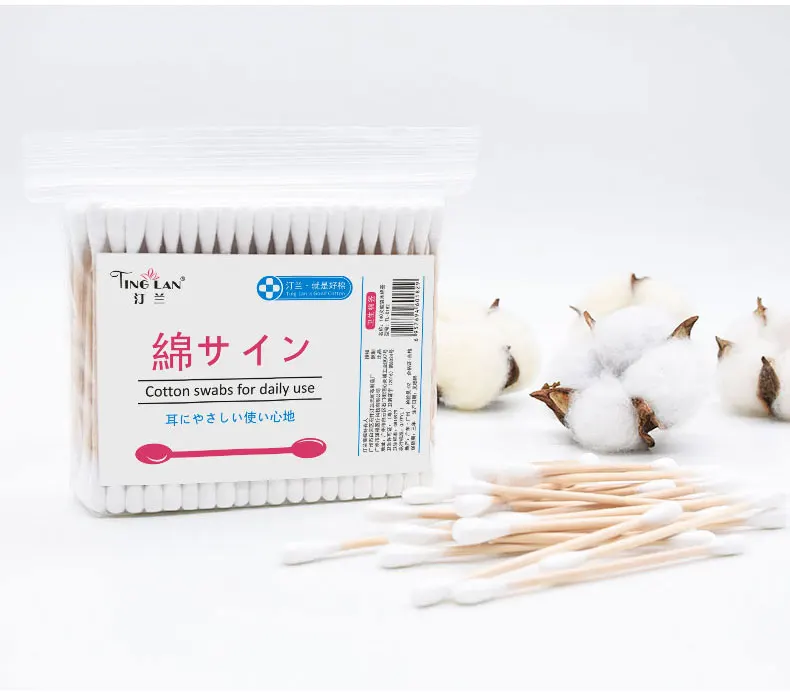 

No Plastic Environmental Protection Bamboo Swab Organic Cotton Buds Q Tip For Lip Stick