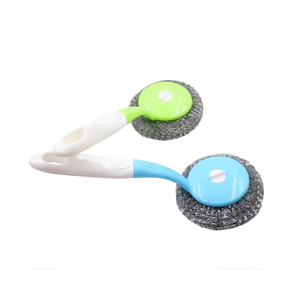 Plastic Handle Steel Wire Scourer Kitchen Dish Bowl Cleaning Brush With Stainless  Steel Wool - Buy Mesh Scourer,Cleaning Ball Brush,Stainless Steel Scourer  Product on Alibaba.com