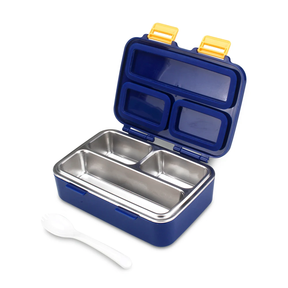 

Hot Box Lunch Box Metal Stainless Steel Bento Lunch Box LeakProof With 3 Compartment Lunchbox for Kids