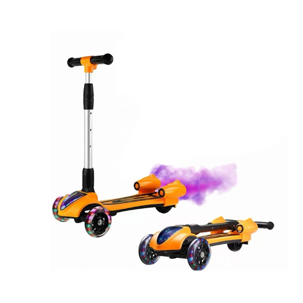 

3 Wheel Folding Adjustable Kick Spray Kids Scooters With Led Lights