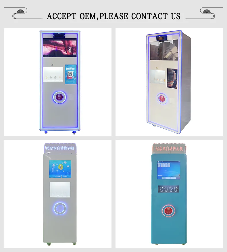 300-600 PCS Capacity Medal Vending Machine with 110V/220V Voltage and 1 Year Warranty for Scenic Areas