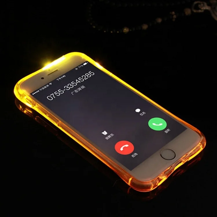 

Free Shipping Luxury LED Flash Light Phone Case Luminous Glitter Clear Case for iPhone Transparent Luminous mobile phone bags