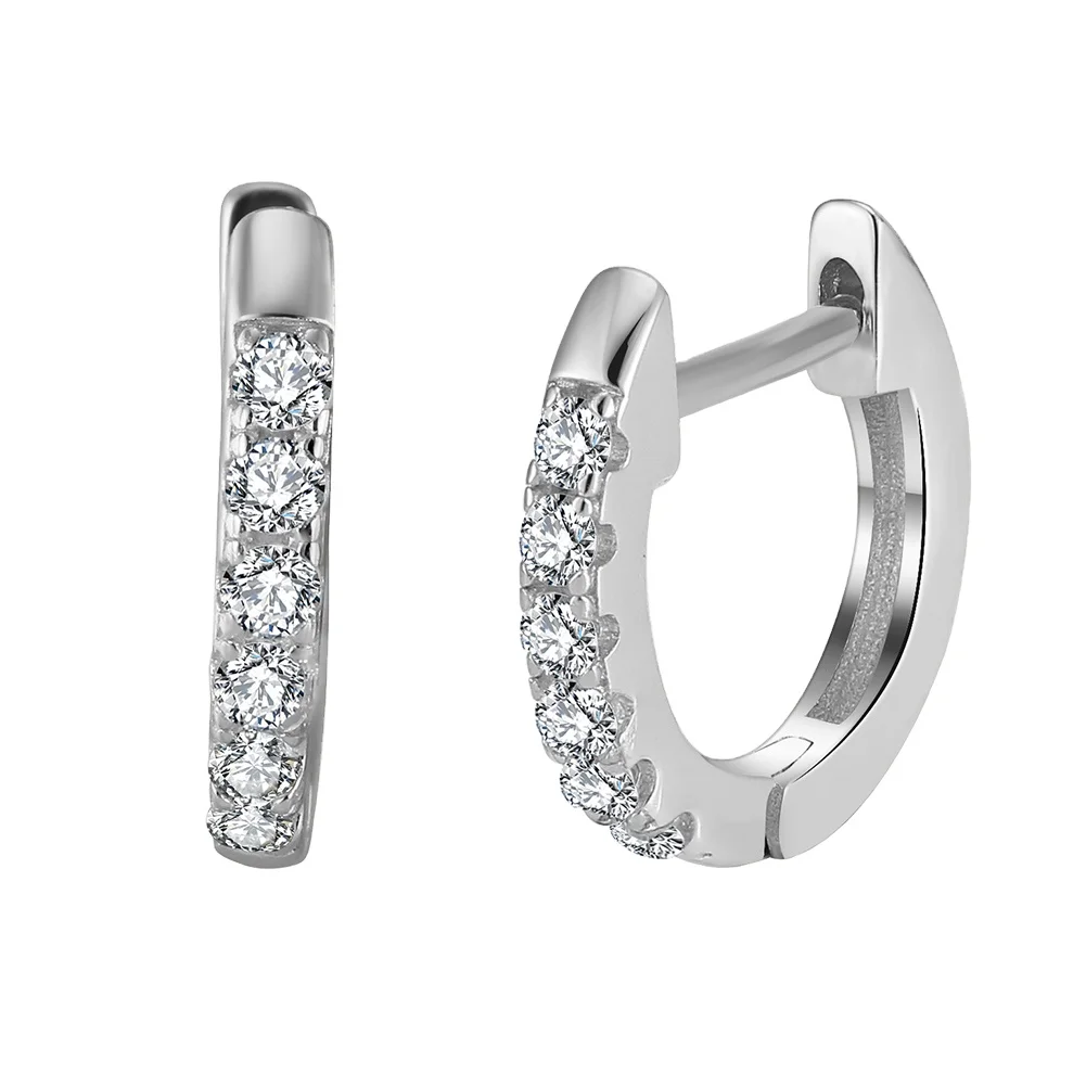 APE118 RINNTIN 14K Gold Plated Cubic Zirconia Cuff Earrings Huggie Stud