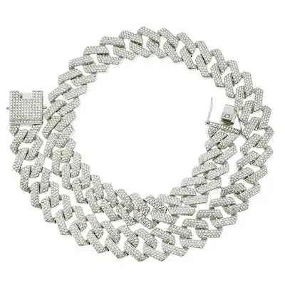 

20mm Luxury Chunky Miami Cuban Chain Necklace Hip Hops Full Diamond Cuban Link Chain Necklace